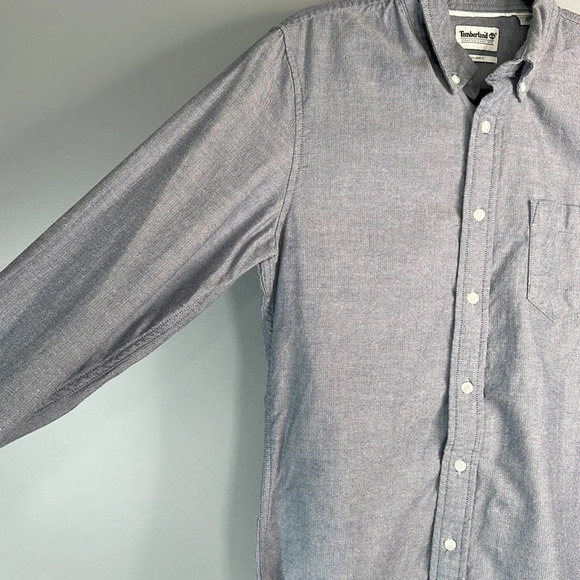 TIMBERLAND Mens Brushed Cotton Button Down Shirt Long Sleeve Logo Slim Fit S - Picture 7 of 13